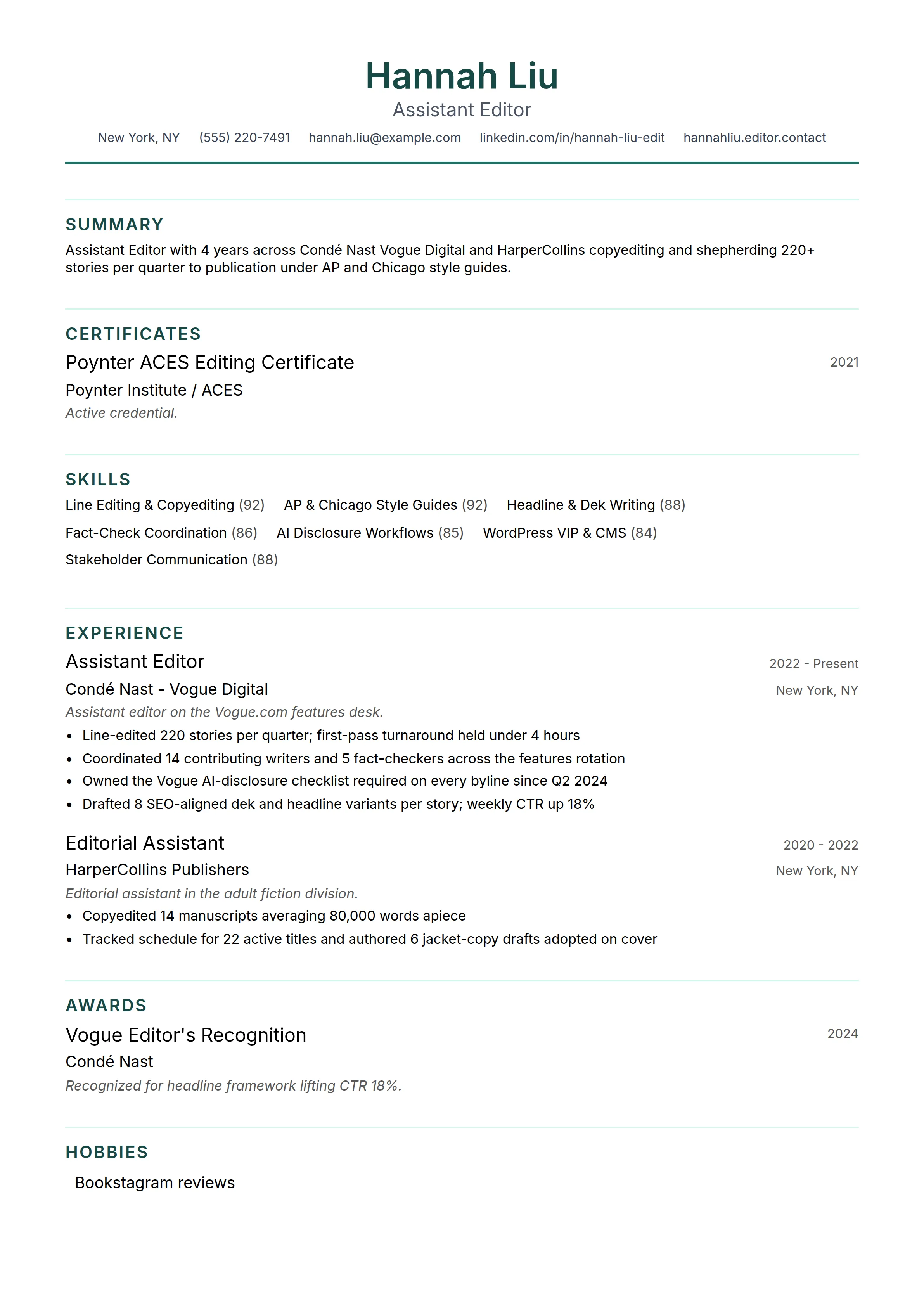 28 Magazine Editor Resume Examples & Guide for 2026