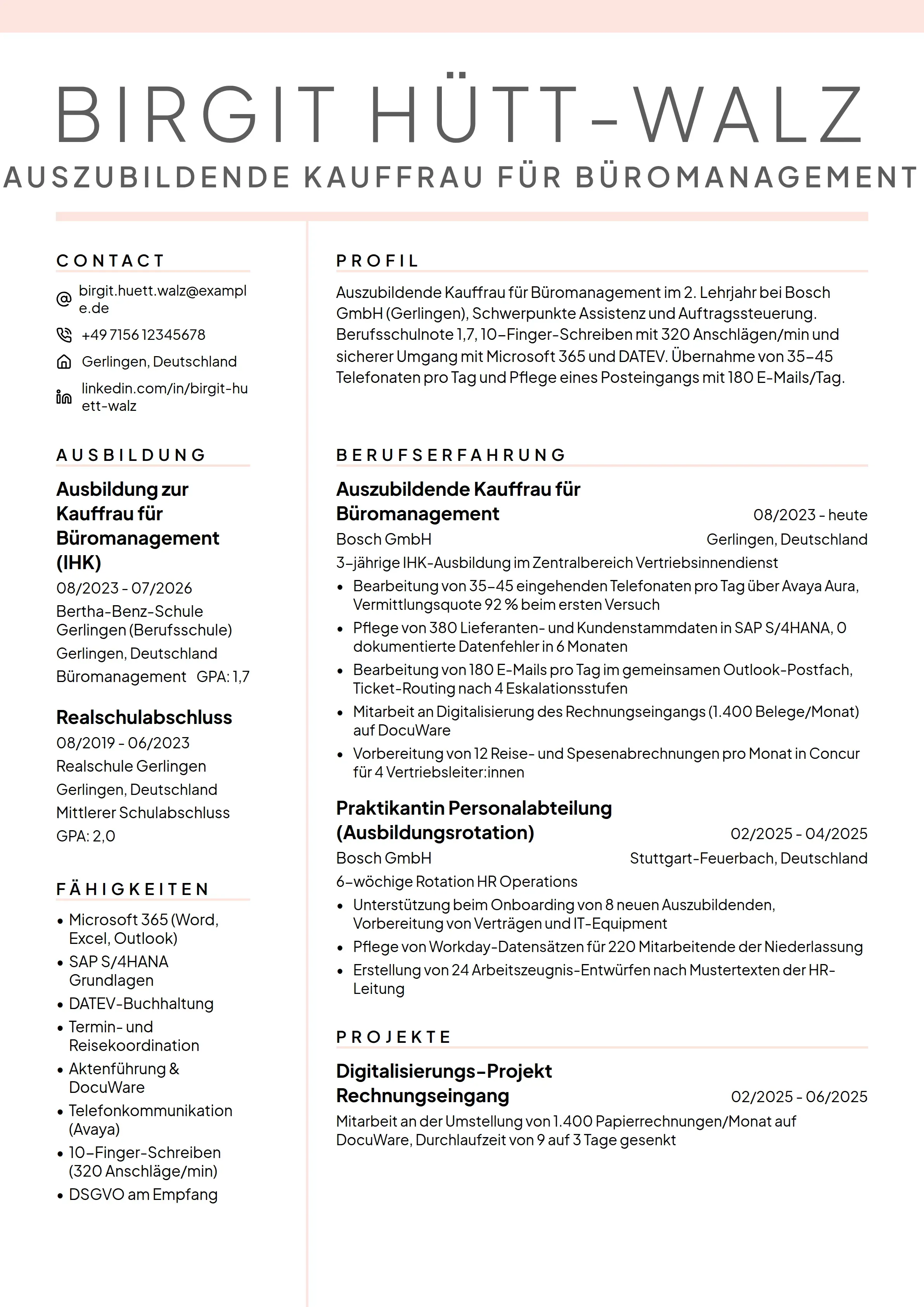 Azubi Cv 13 Bürokaufmann Lebenslauf Beispiele & Leitfaden 2026