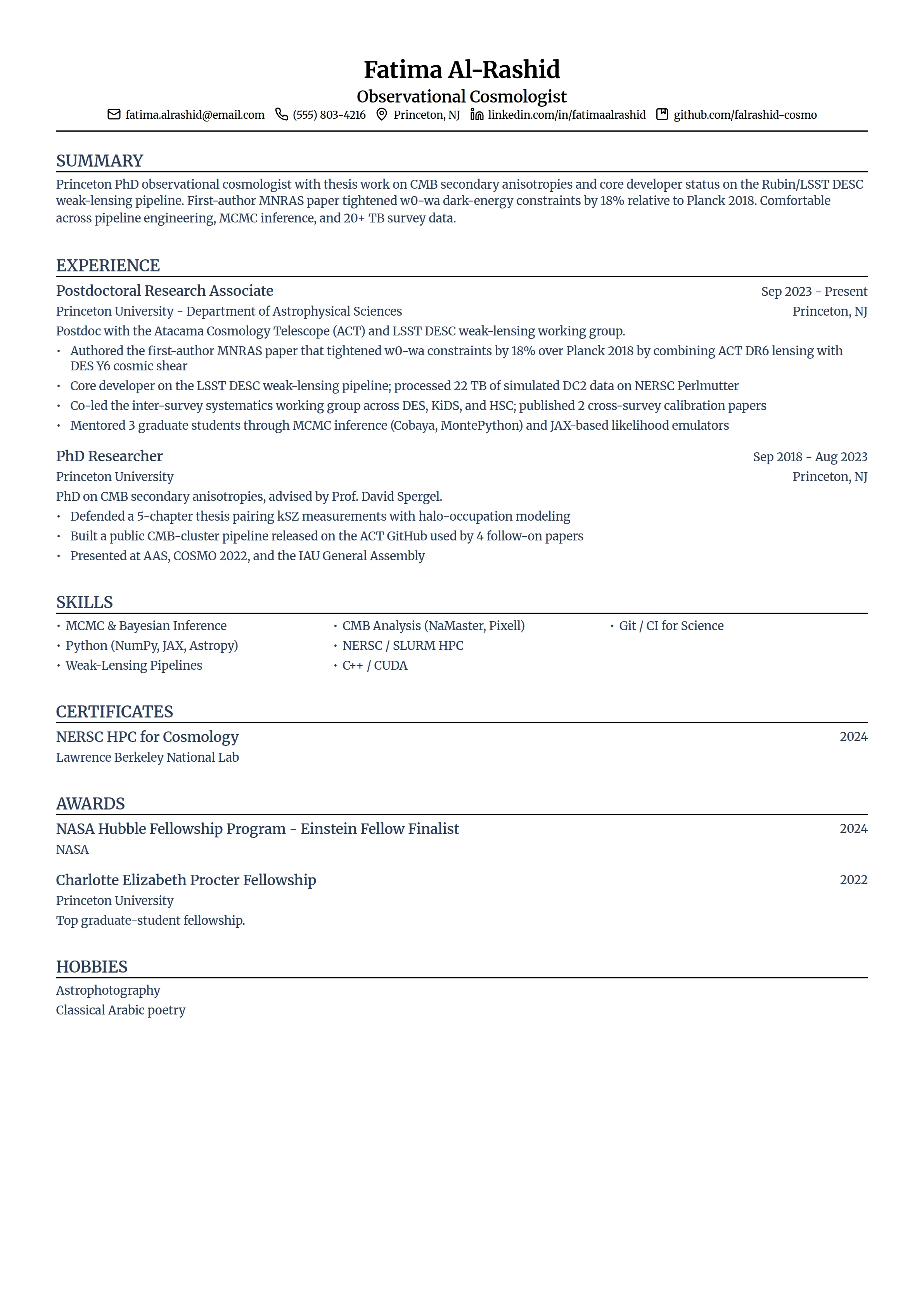 22 Astronomer Resume Examples & Guide for 2026