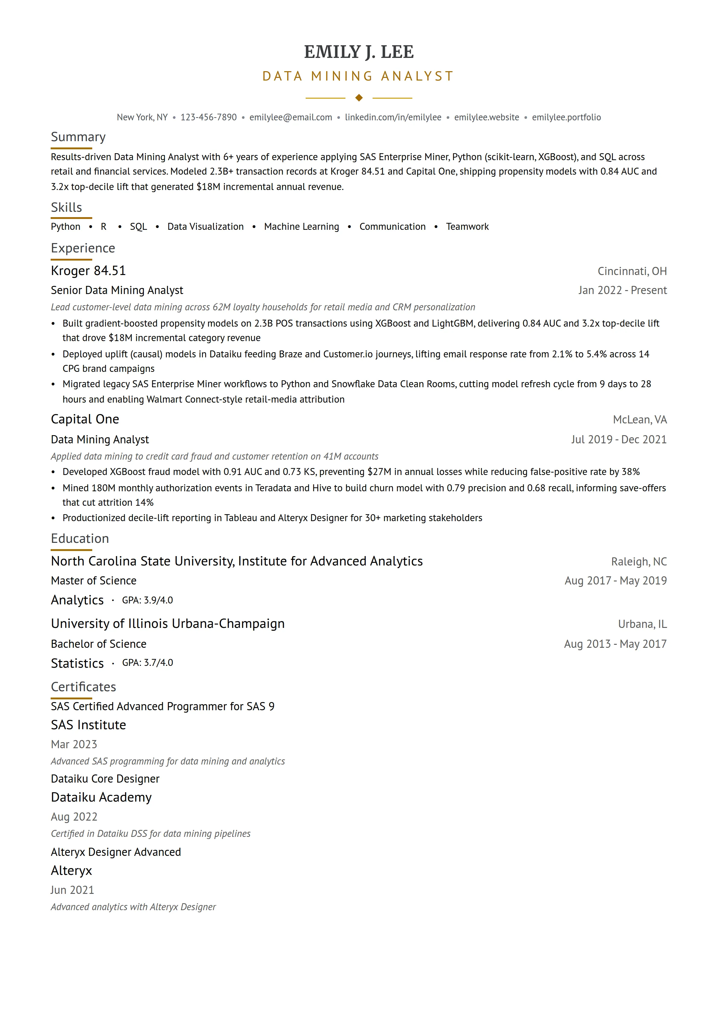 14 Data Mining Analyst Resume Examples & Guide for 2026
