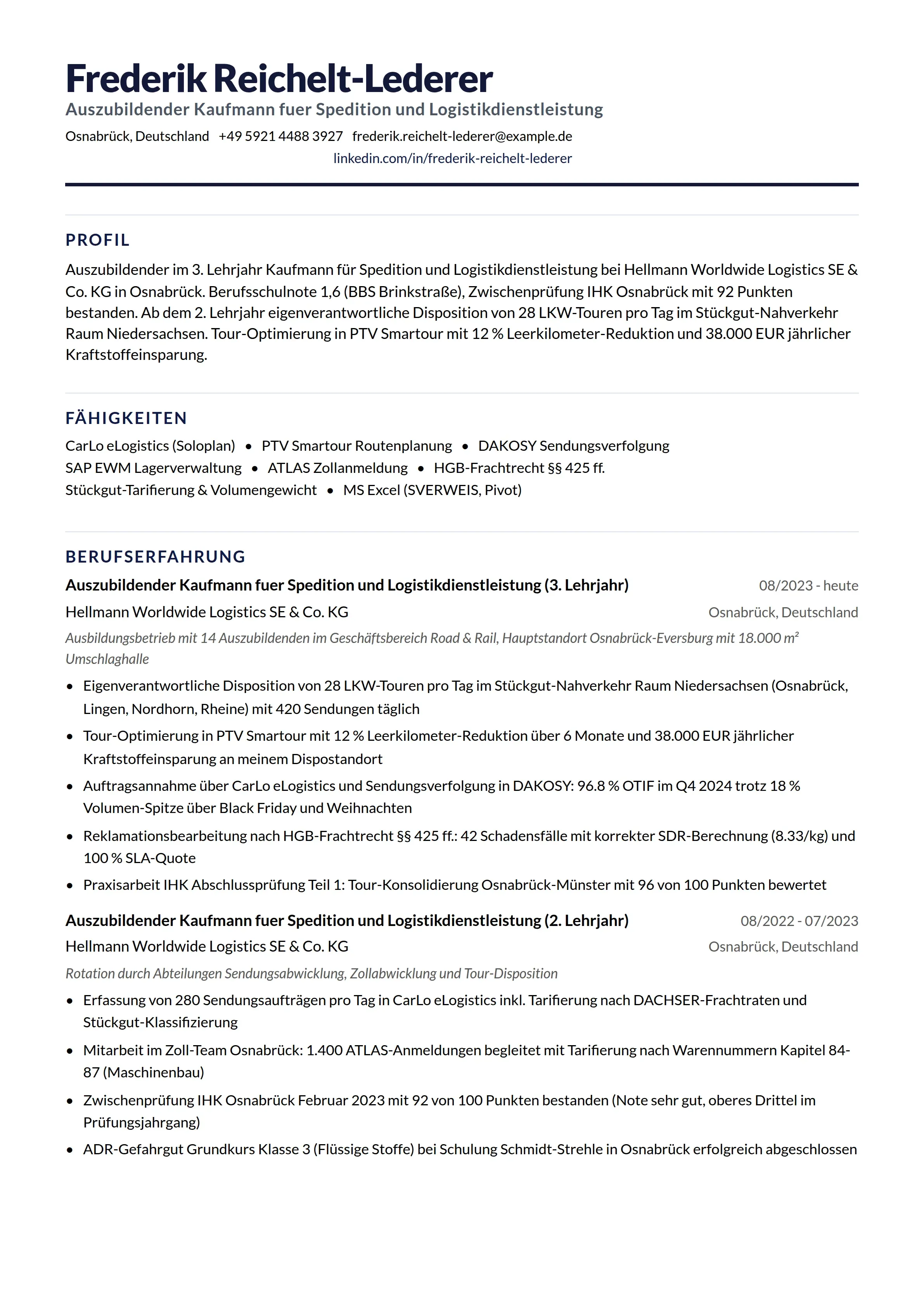 Azubi Cv 12 Disponent Lebenslauf Beispiele & Leitfaden 2026