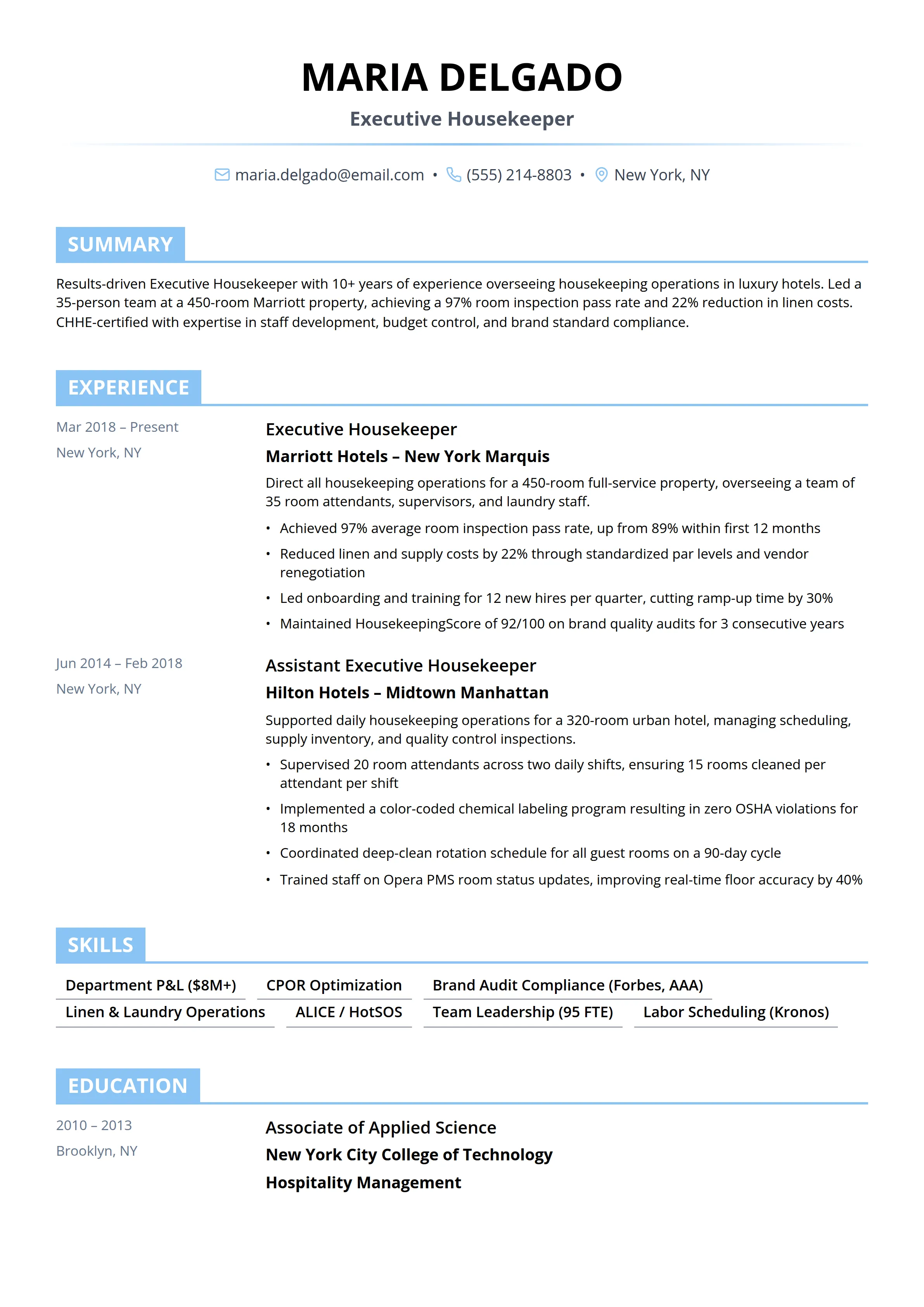 15 Housekeeper Resume Examples & Guide for 2026