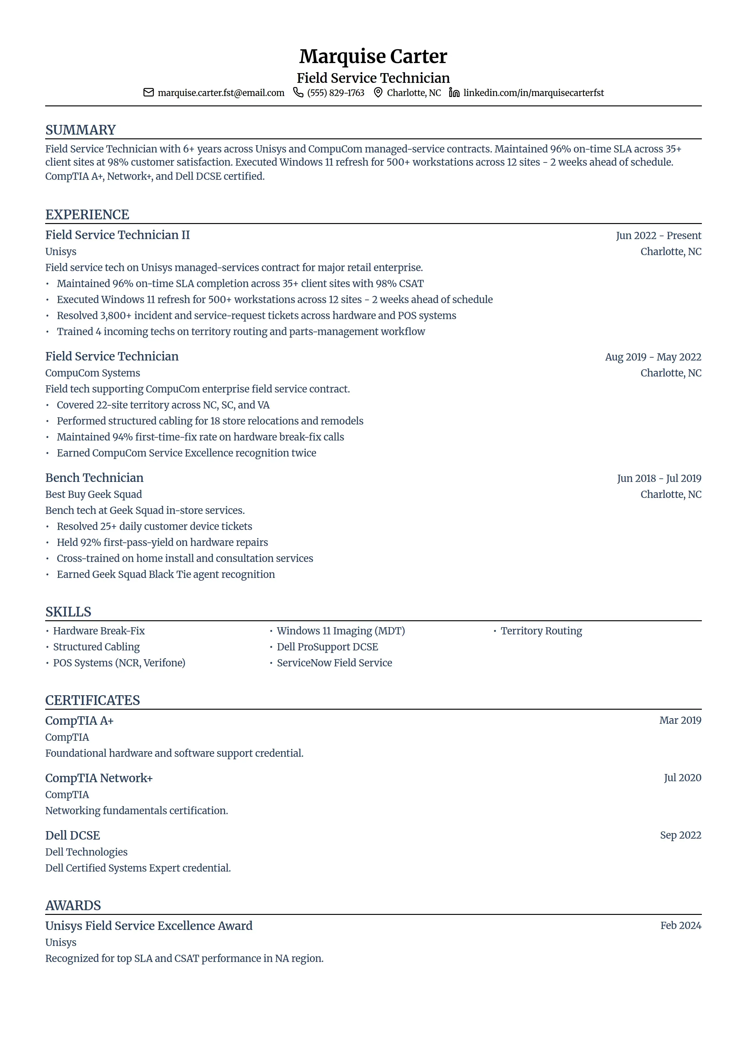 18 Technician Resume Examples & Guide for 2026