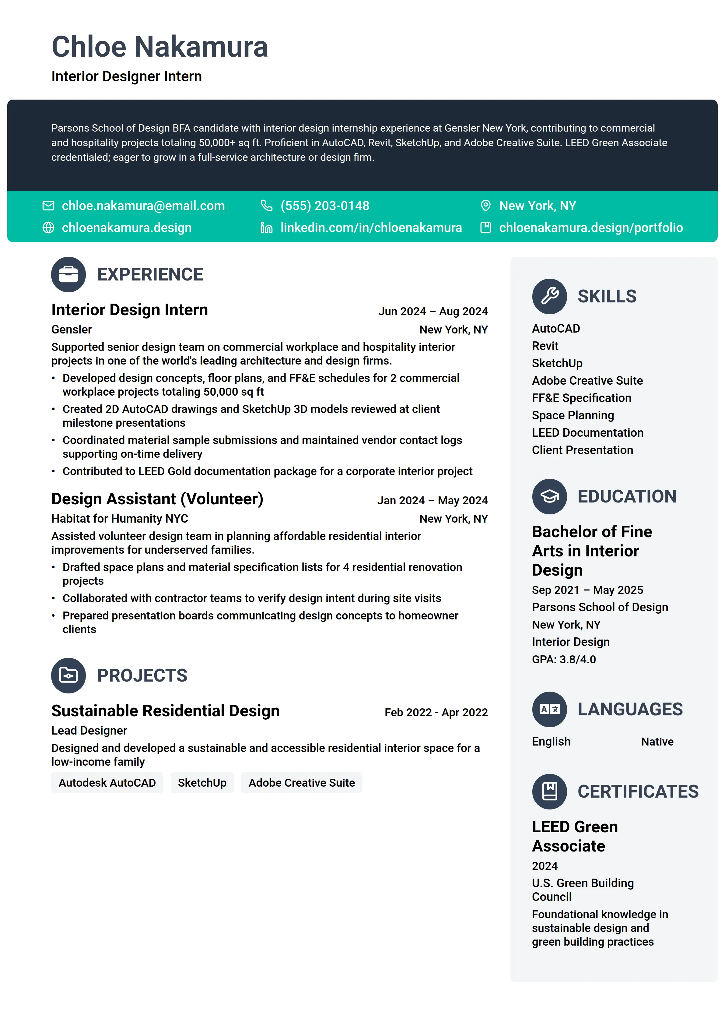 14 Interior Designer Resume Examples & Guide for 2026