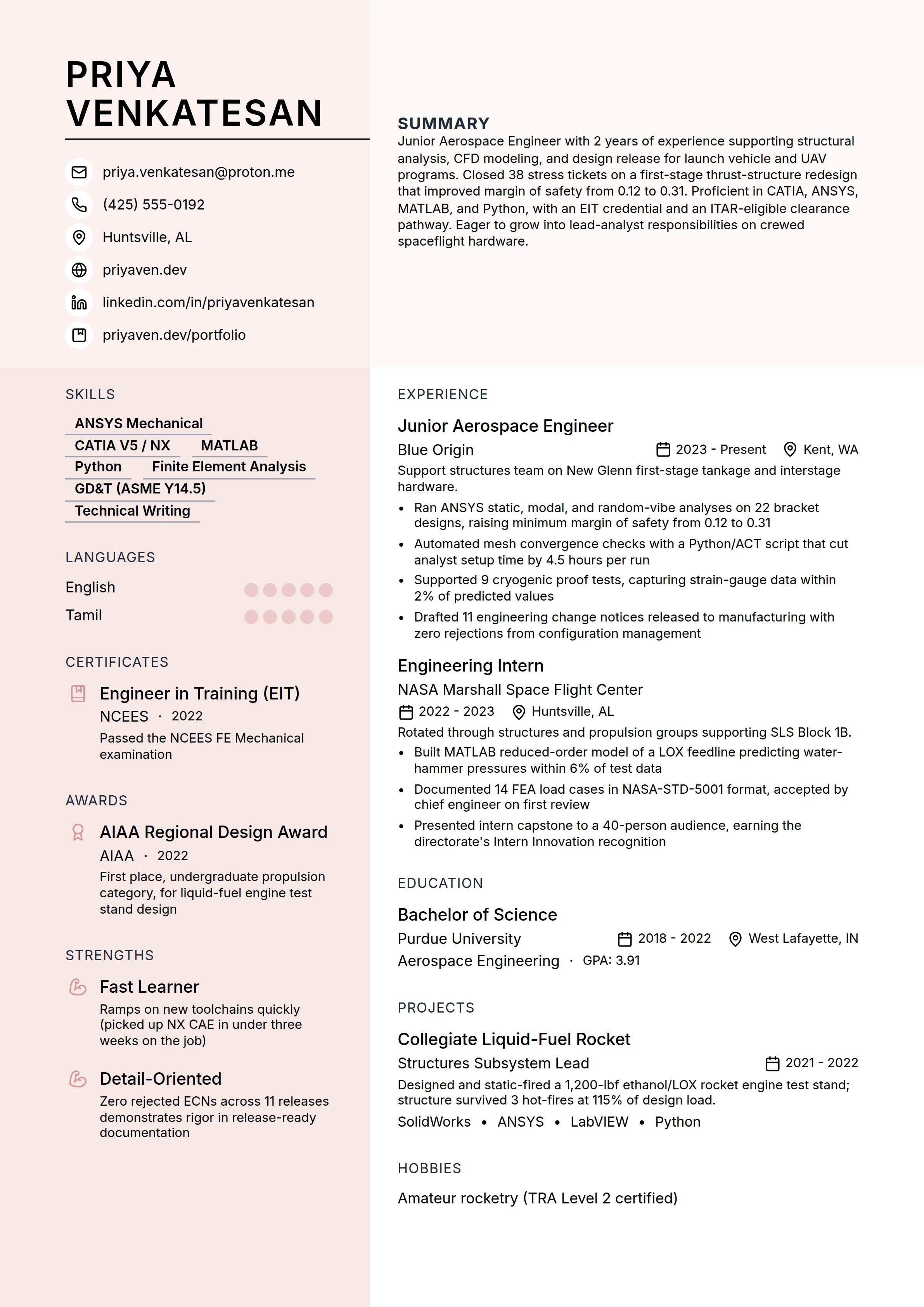 22 Aerospace Engineer Resume Examples & Guide for 2026