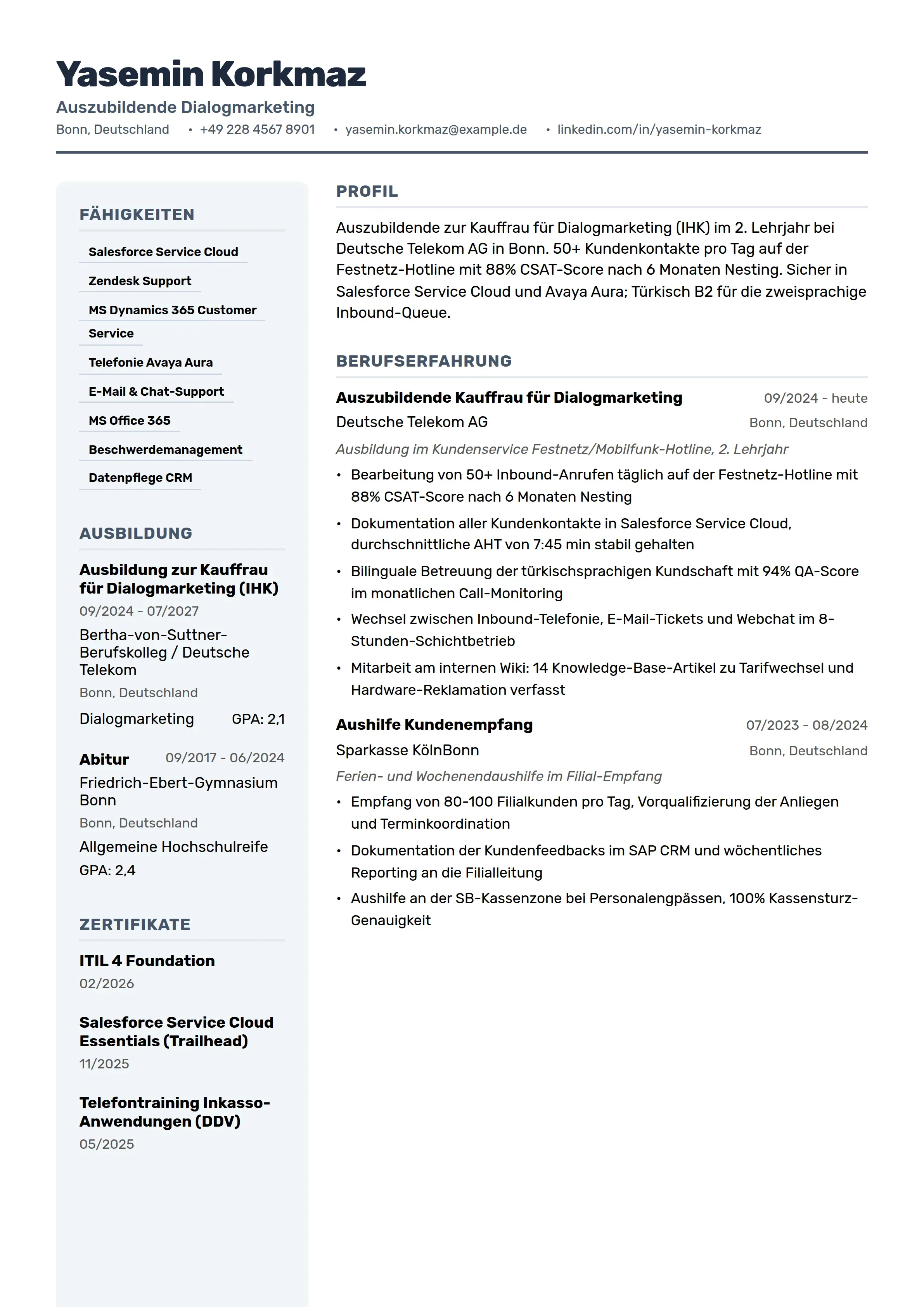 Azubi Cv 12 Kundenservice Lebenslauf Beispiele & Leitfaden 2026