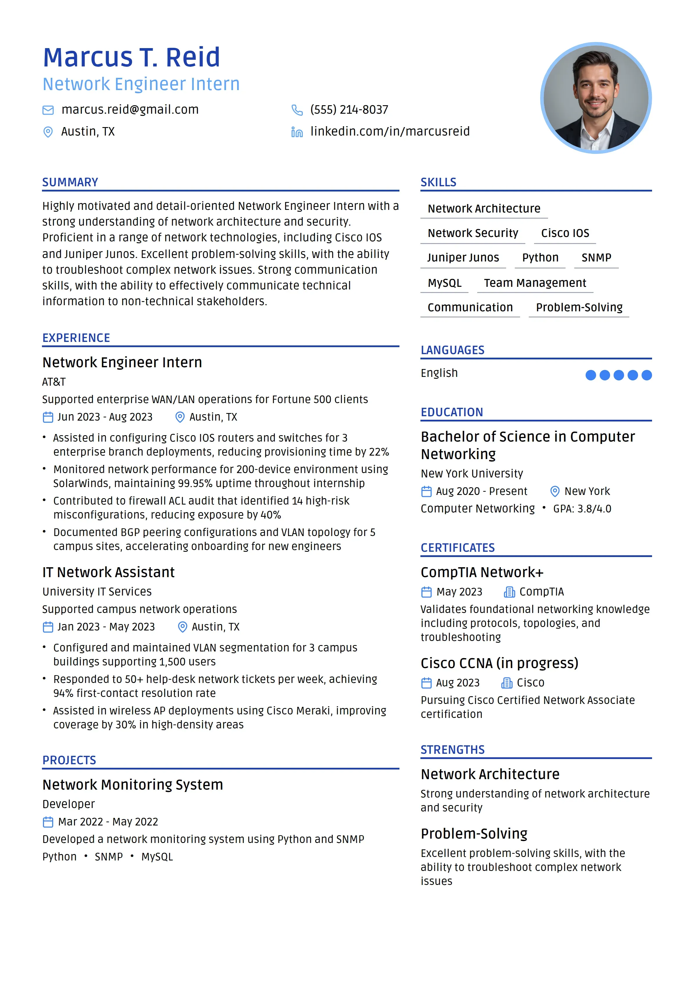 20 Network Engineer Resume Examples & Guide for 2026