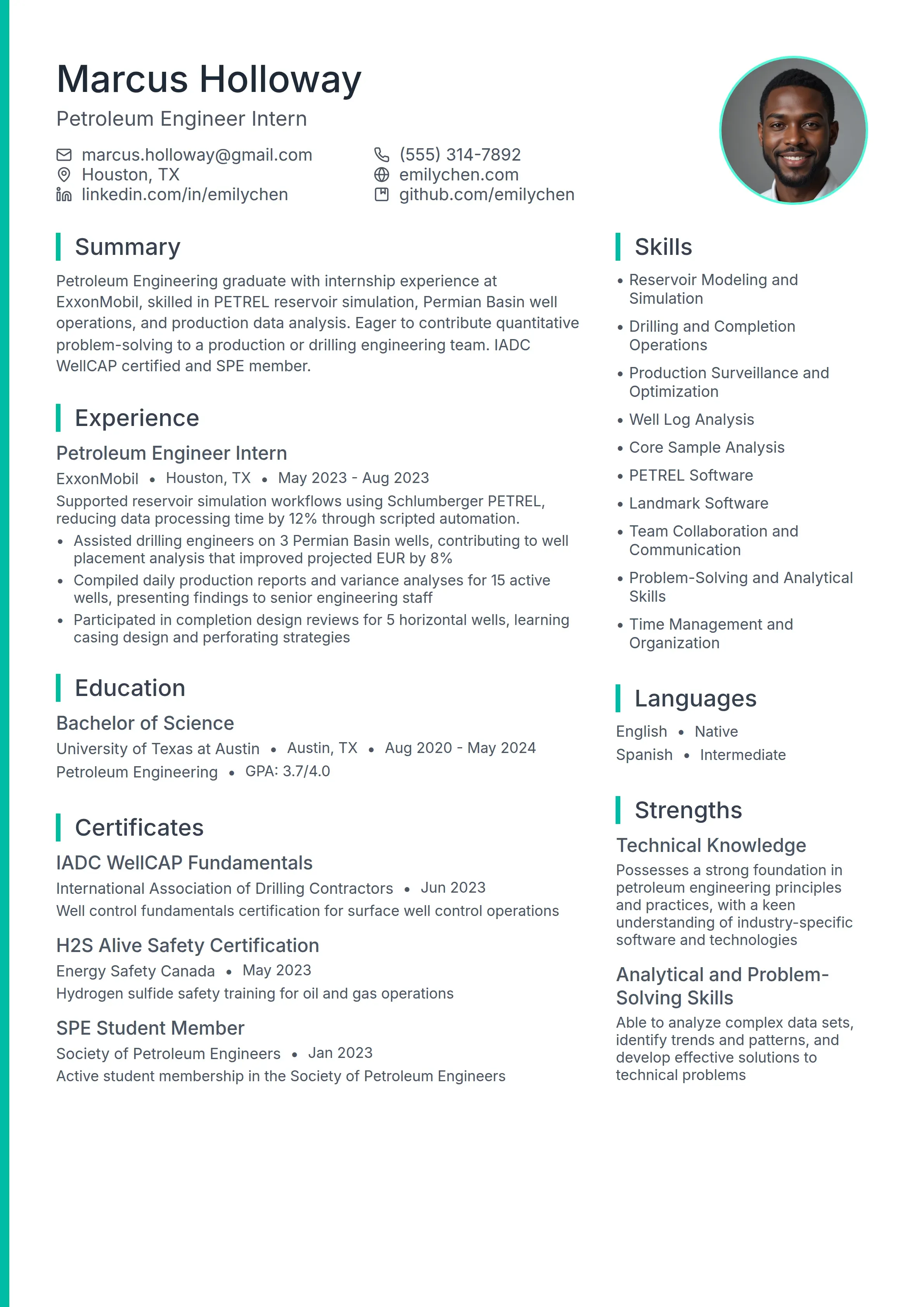 21 Petroleum Engineer Resume Examples & Guide for 2026