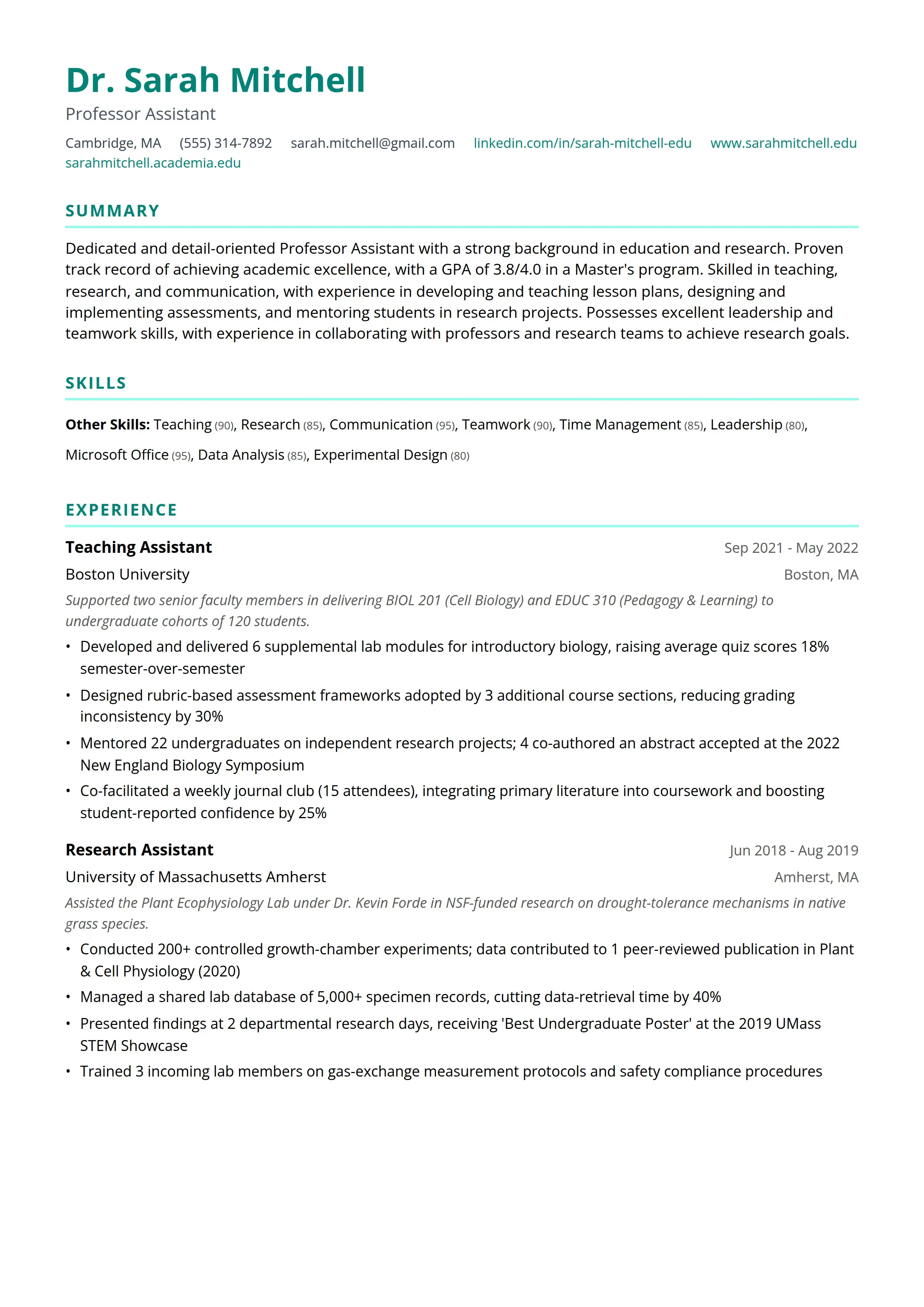 11 Professor Resume Examples & Guide for 2026