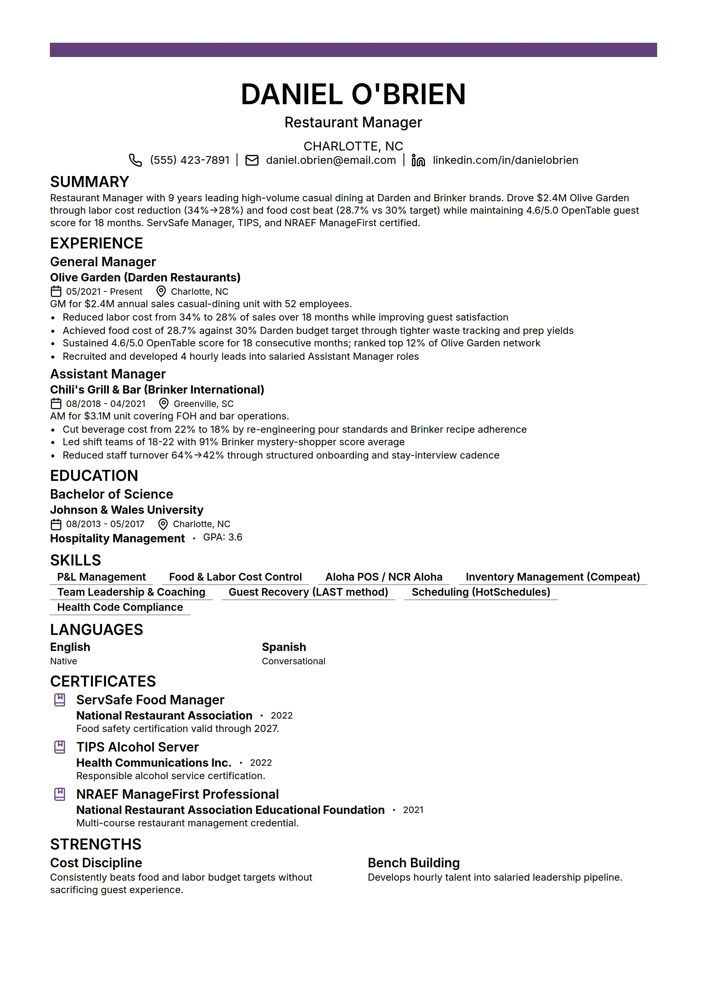21 Restaurant Manager Resume Examples & Guide for 2026