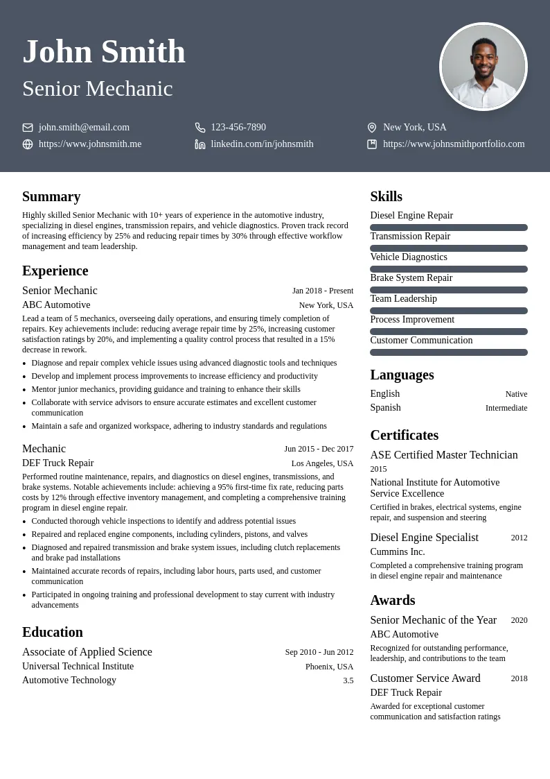 13 Auto Mechanic Resume Examples & Guide for 2026