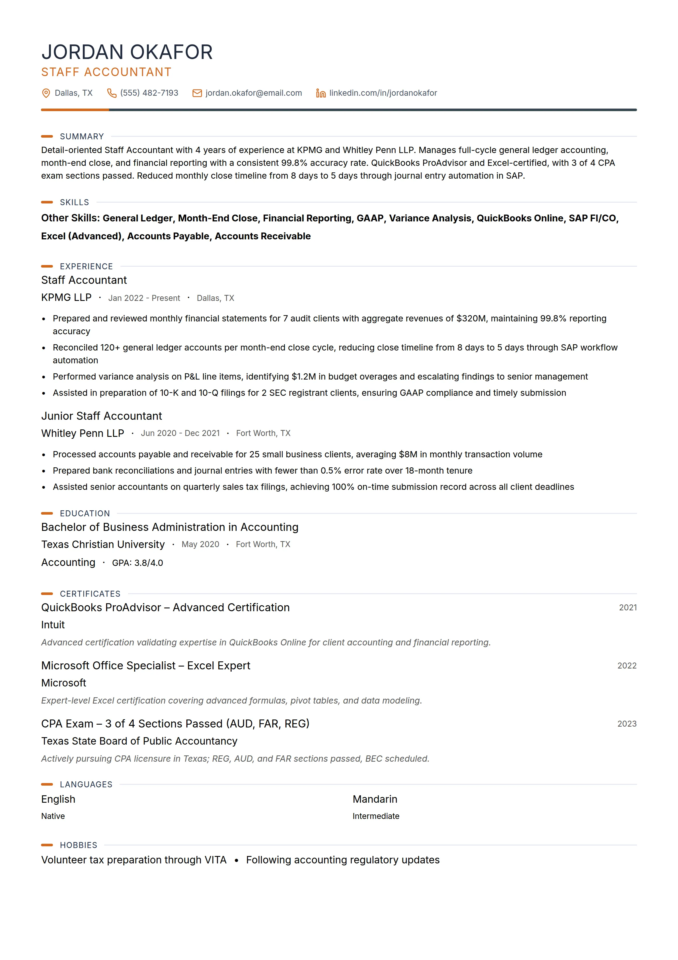 18 Entry Level Accounting Resume Examples & Guide for 2026