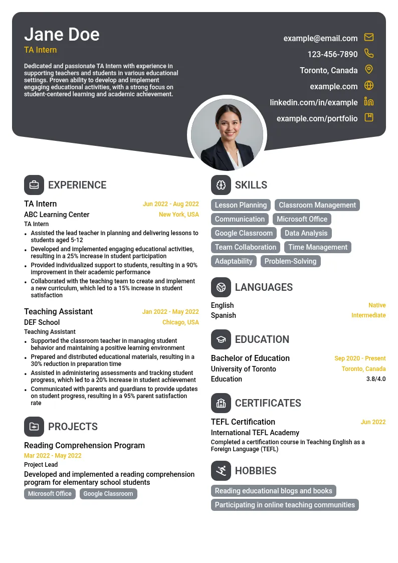 21 Teaching Assistant Resume Examples & Guide for 2026